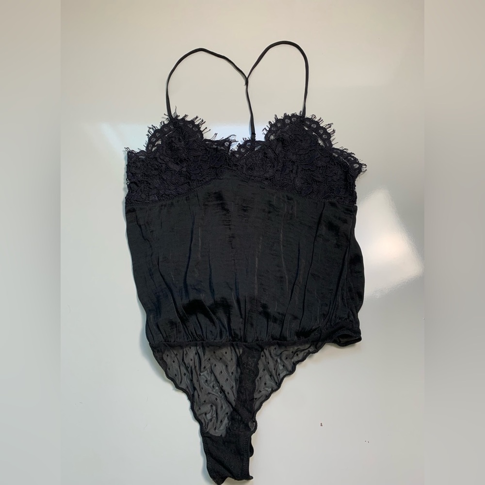 NWT Free People Intimately Fp Sz M‎ Not Tired Thong Bodysuit Black